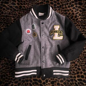 Kids Gray and Black Varsity Jacket